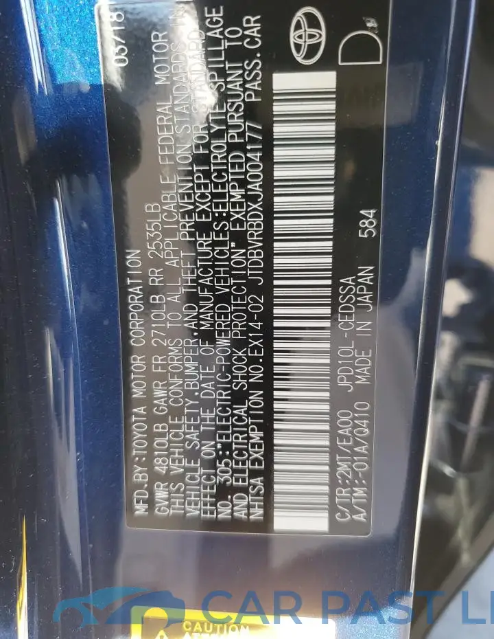 JTDBVRBDXJA004177# 12