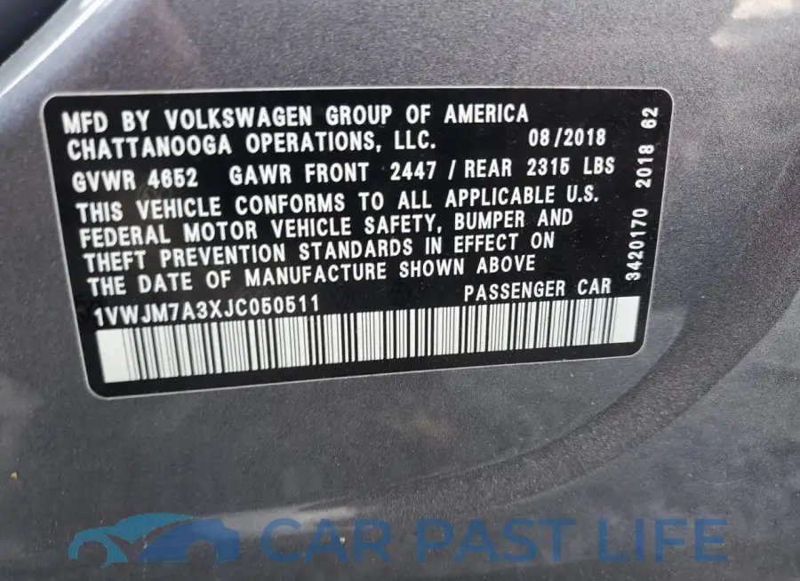 1VWJM7A3XJC050511# 12