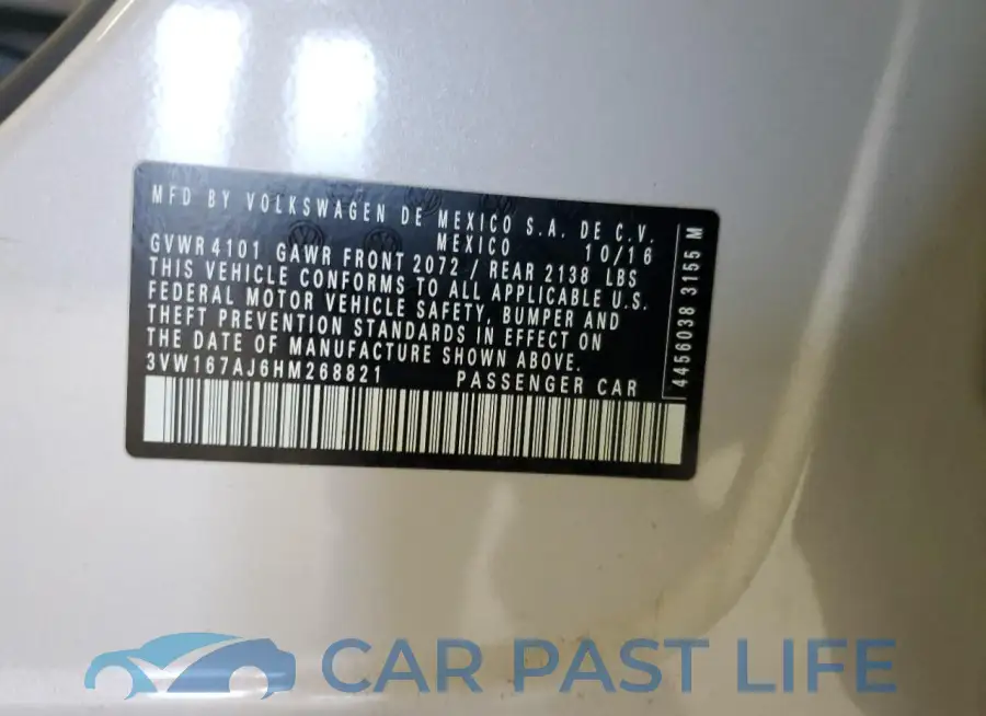 3VW167AJ6HM268821# 12