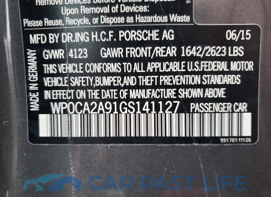 WP0CA2A91GS141127# 12