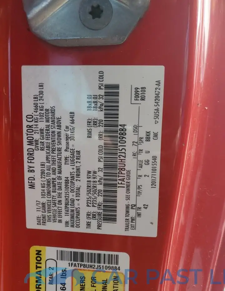 1FATP8UH2J5109884# 12