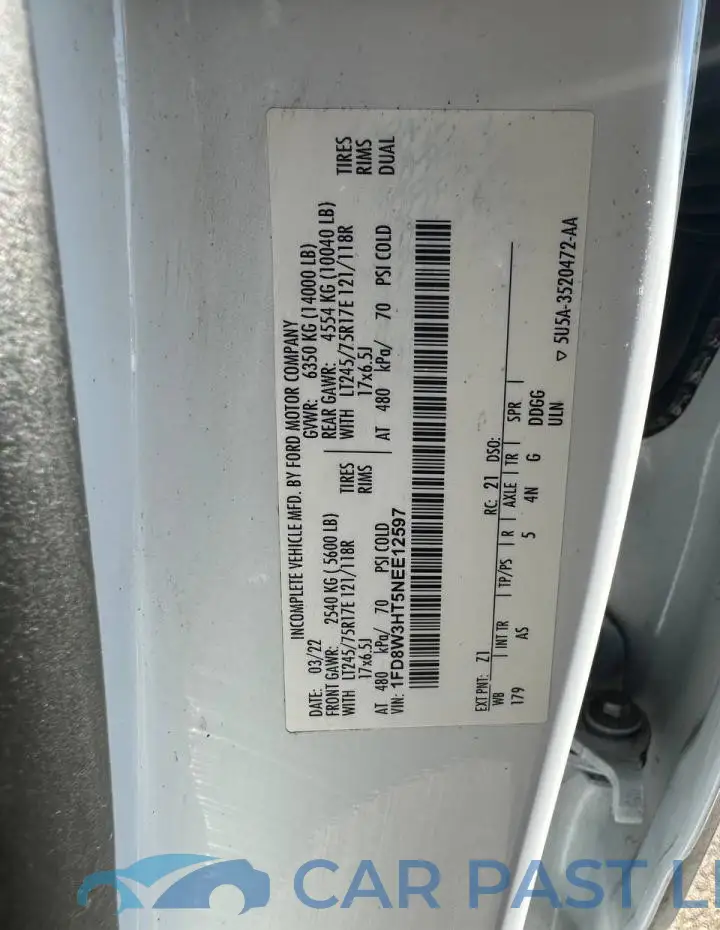 1FD8W3HT5NEE12597# 10