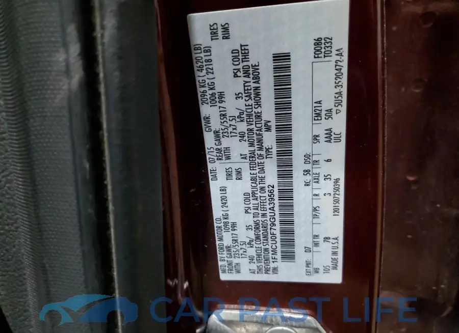 1FMCU0F79GUA39562# 12