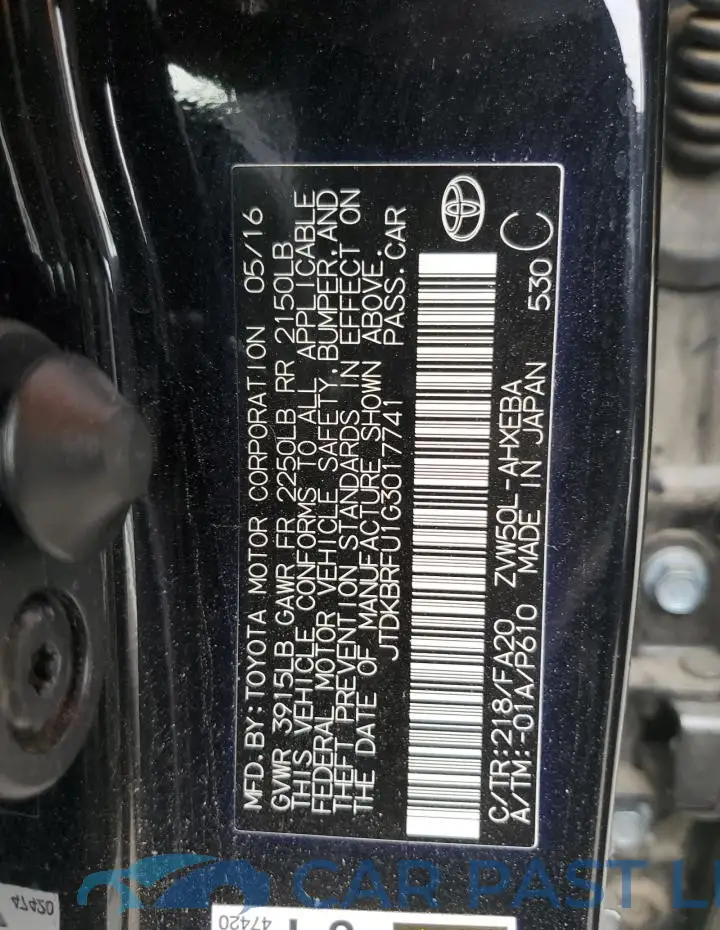 JTDKBRFU1G3017741# 12