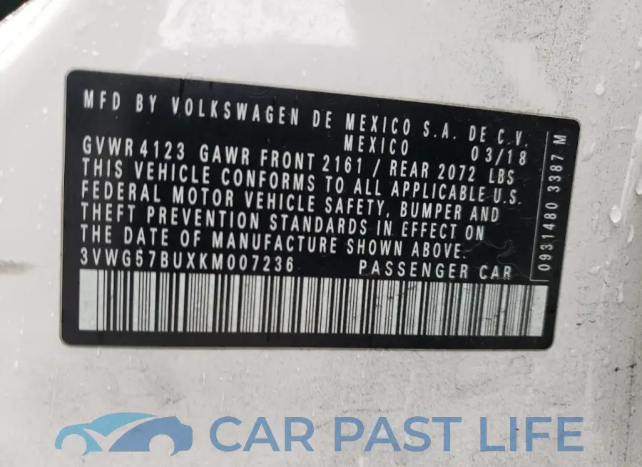 3VWG57BUXKM007236# 13