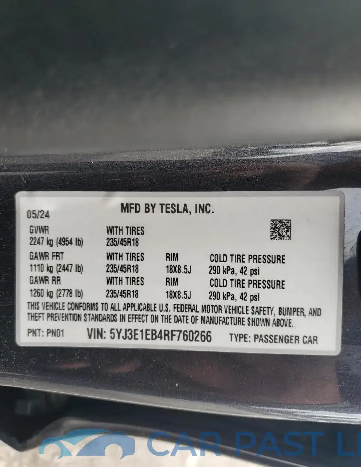 5YJ3E1EB4RF760266# 12