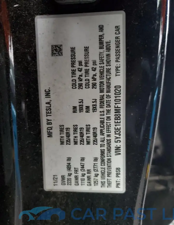 5YJ3E1EB8MF101020# 12