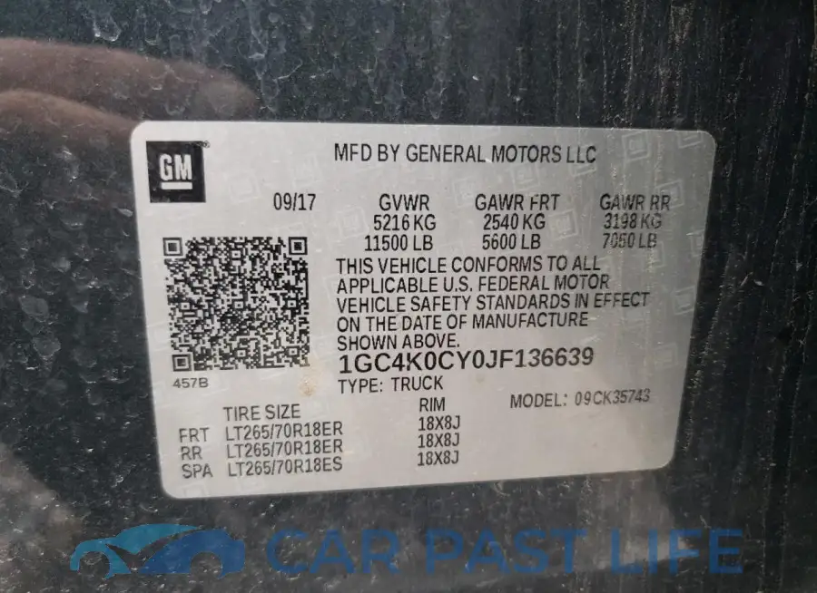 1GC4K0CY0JF136639# 12