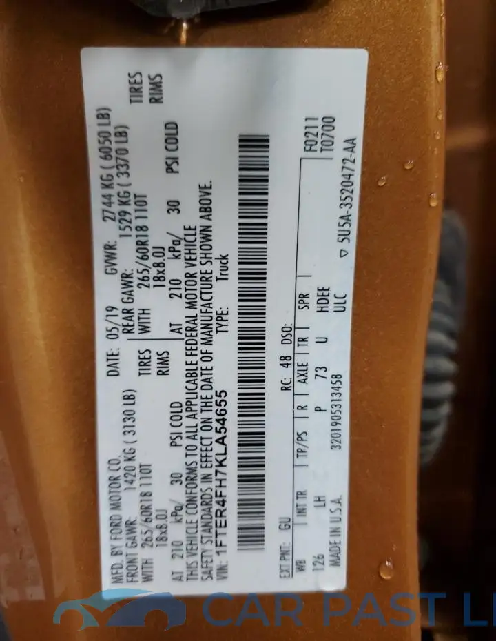 1FTER4FH7KLA54655# 12