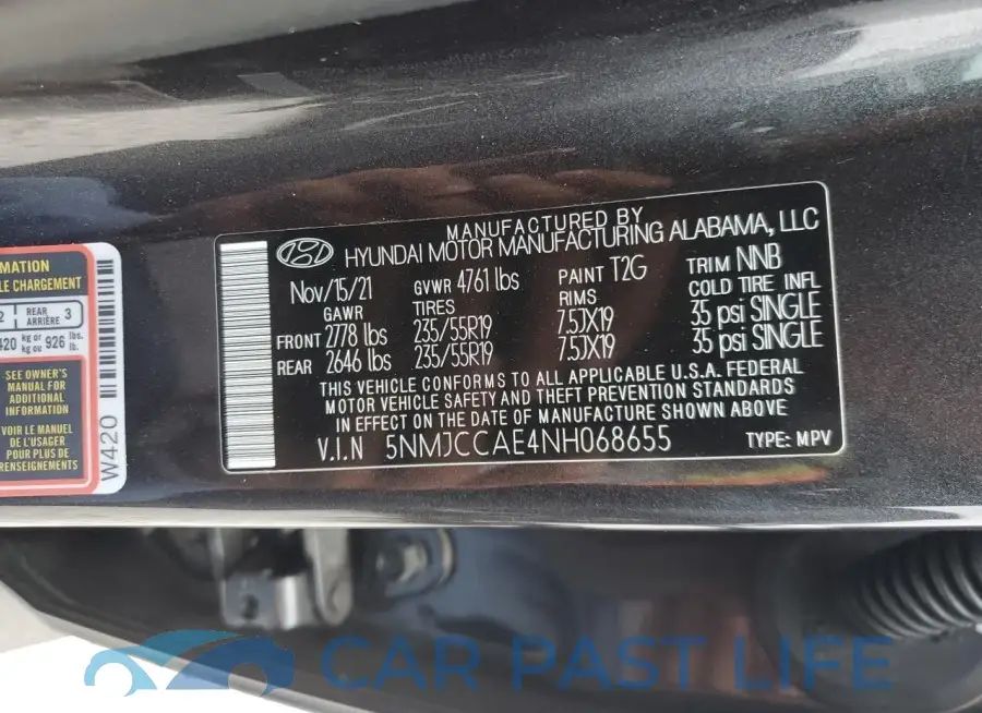 5NMJCCAE4NH068655# 13