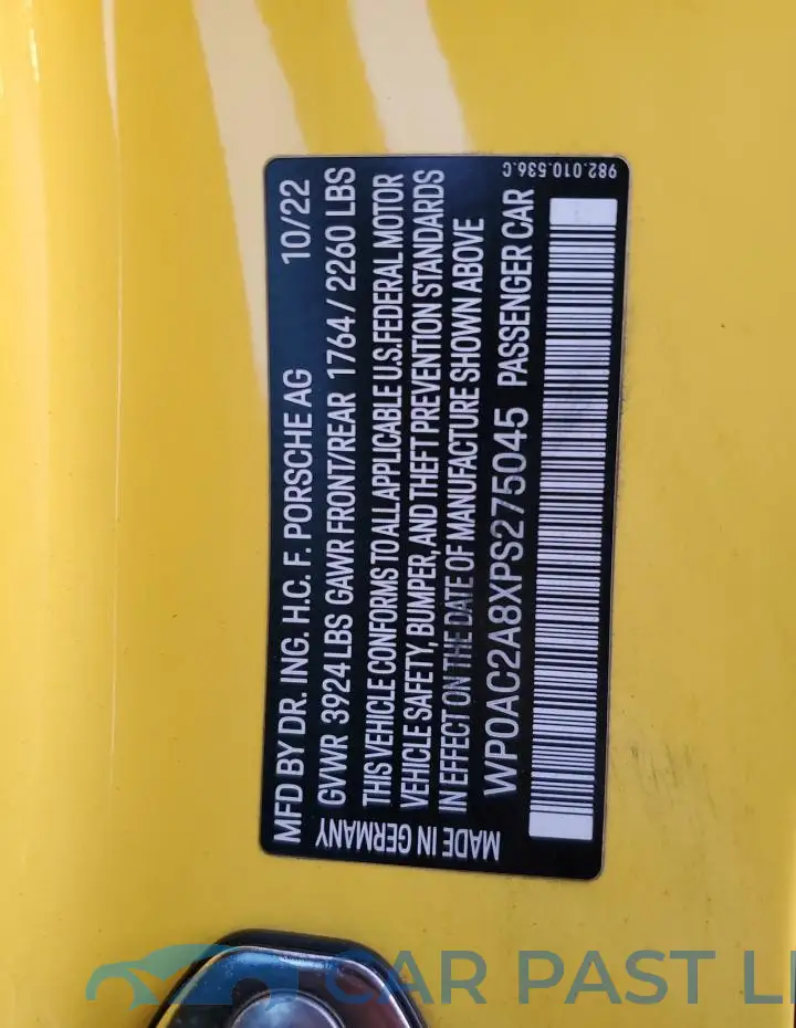 WP0AC2A8XPS275045# 12