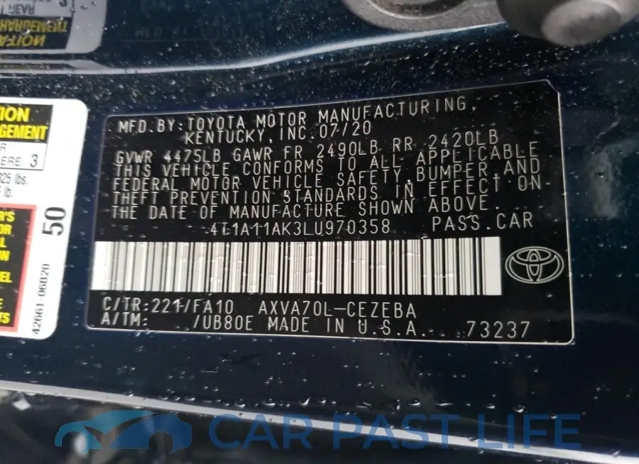 4T1A11AK3LU970358# 12