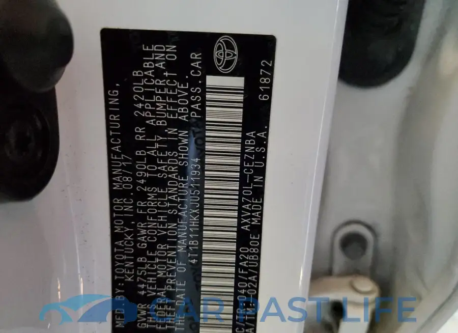 4T1B11HKXJU511934# 13