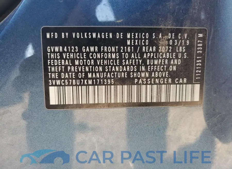 3VWC57BU7KM171395# 12