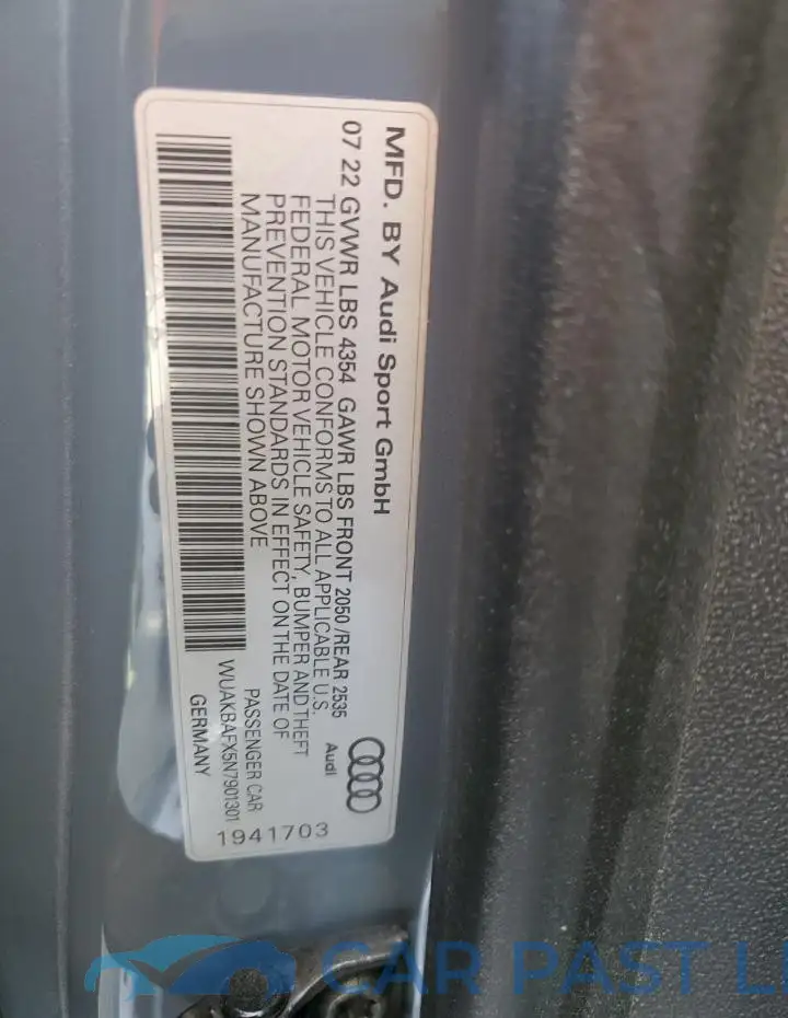 WUAKBAFX5N7901301# 13