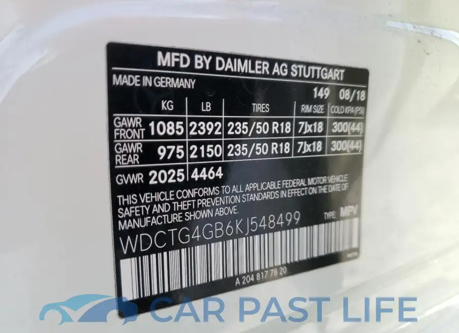 WDCTG4GB6KJ548499# 13