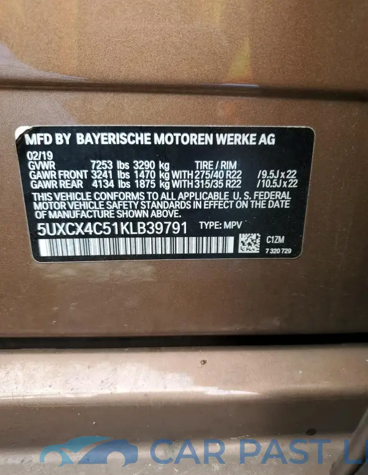 5UXCX4C51KLB39791# 13