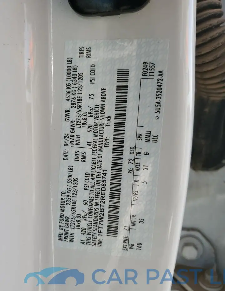 1FT7W2BT2RED85741# 12