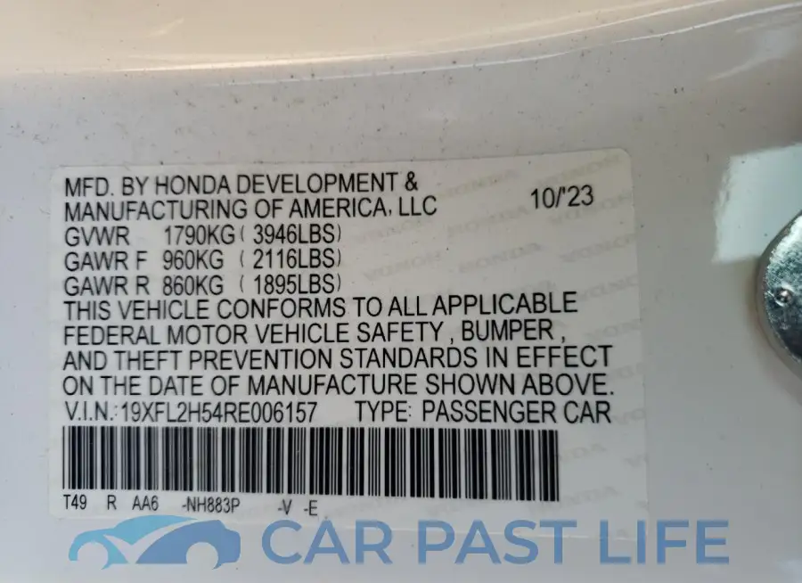 19XFL2H54RE006157# 12