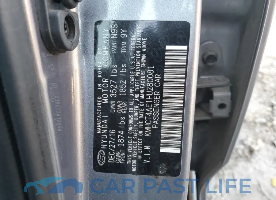 KMHCT4AE1HU280081# 12