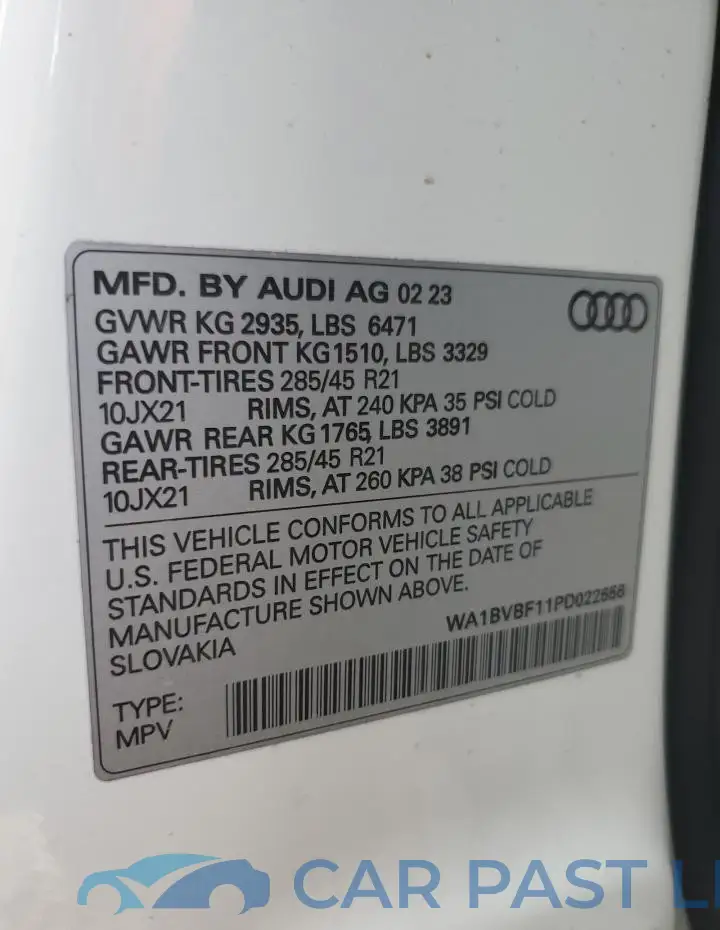 WA1BVBF11PD022656# 13