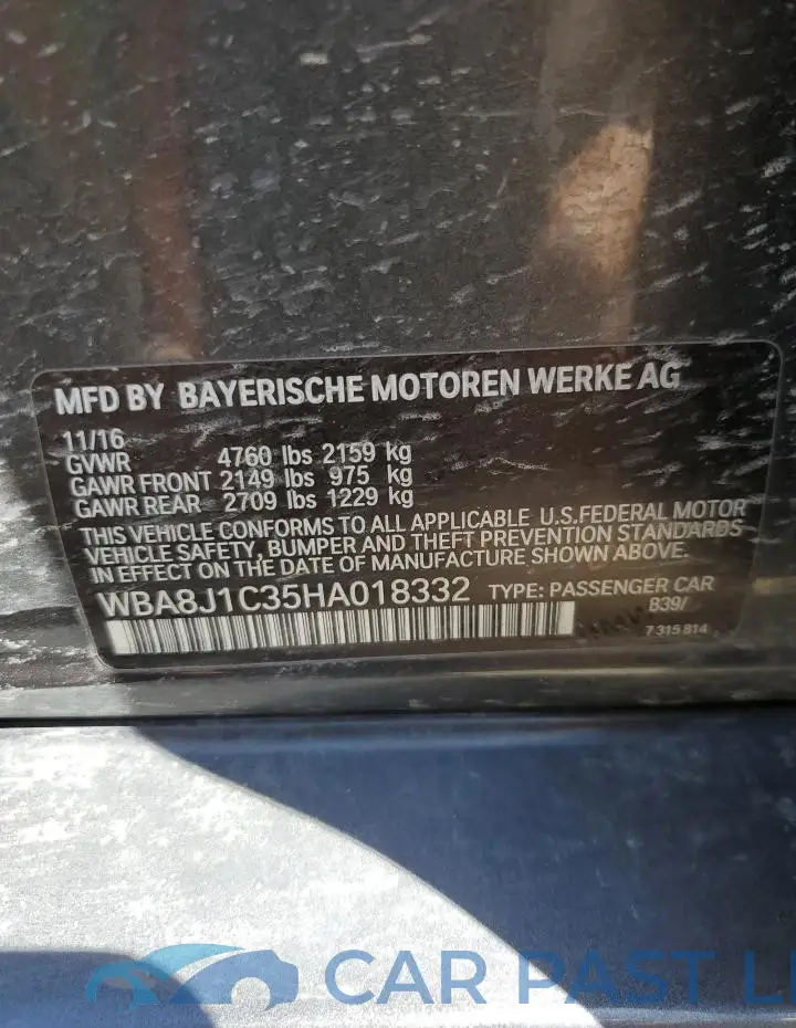 WBA8J1C35HA018332# 12