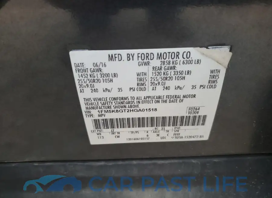 1FM5K8GT2HGA01518# 12