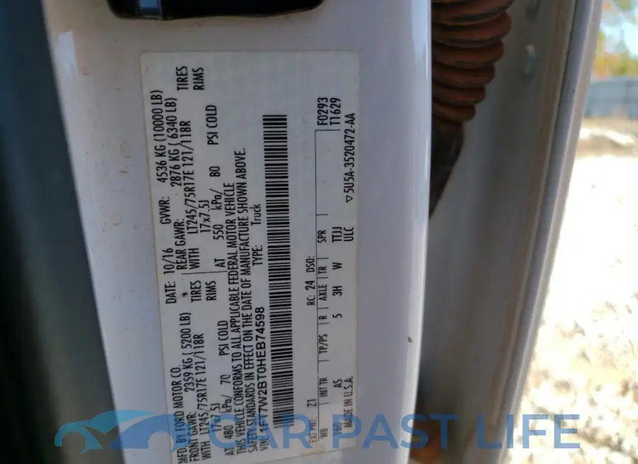 1FT7W2BT0HEB74598# 12