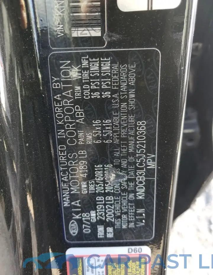 KNDCB3LC5J5210368# 12