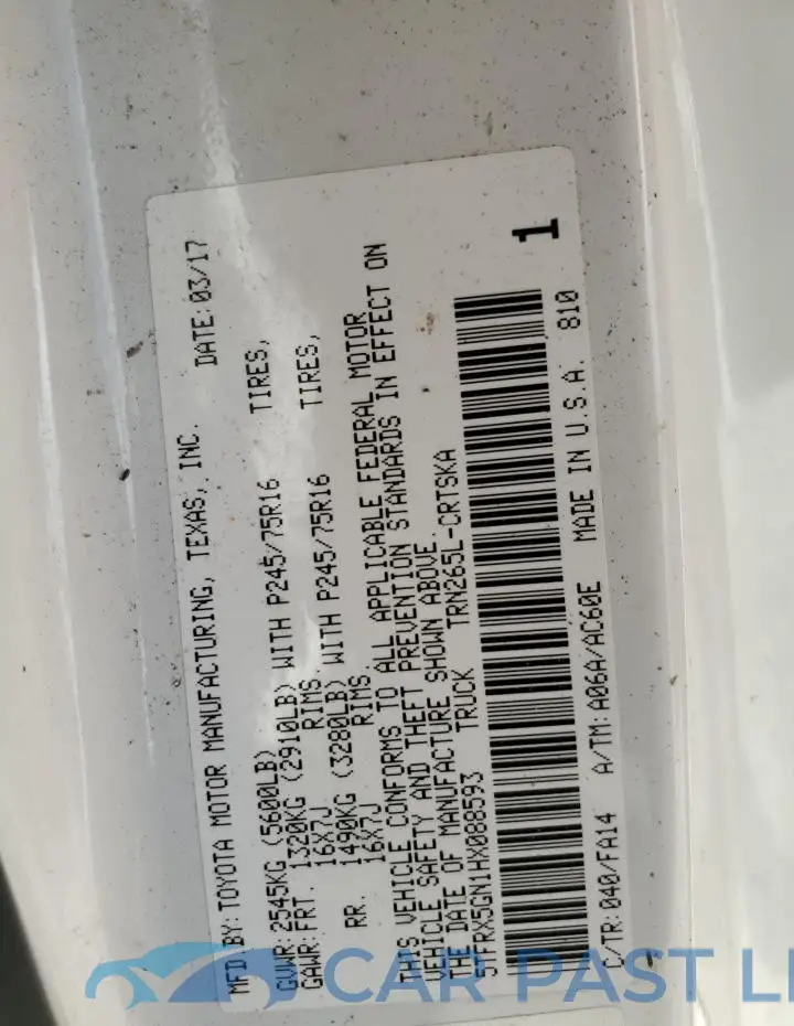 5TFRX5GN1HX088593# 12