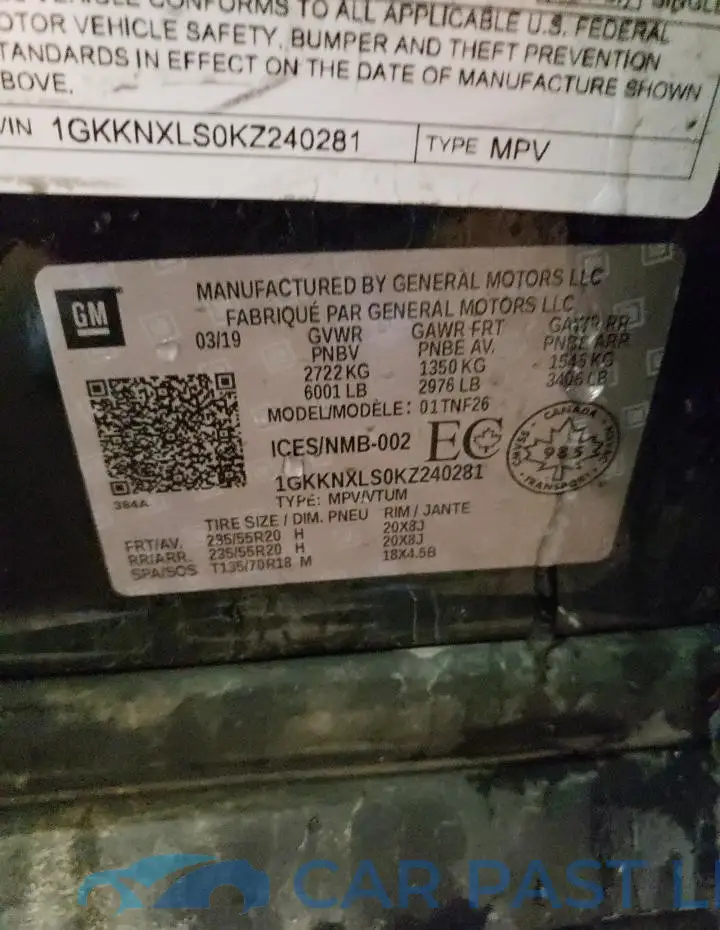 1GKKNXLS0KZ240281# 13