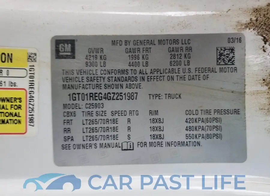 1GT01REG4GZ251987# 12