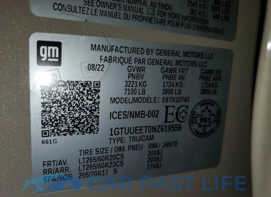 1GTUUEET0NZ619559# 13