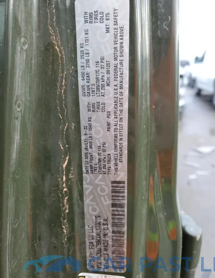1C6JJTBMXNL173279# 12