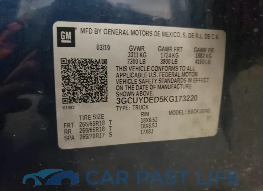 3GCUYDED5KG173220# 12