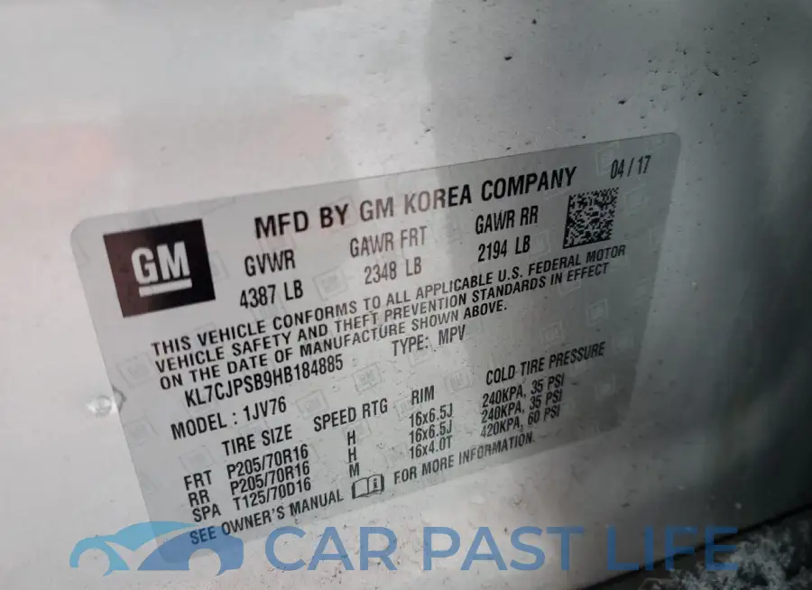 KL7CJPSB9HB184885# 13