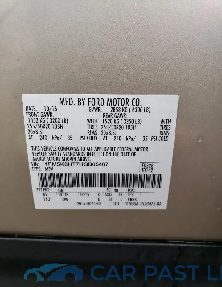 1FM5K8HT7HGB05467# 13