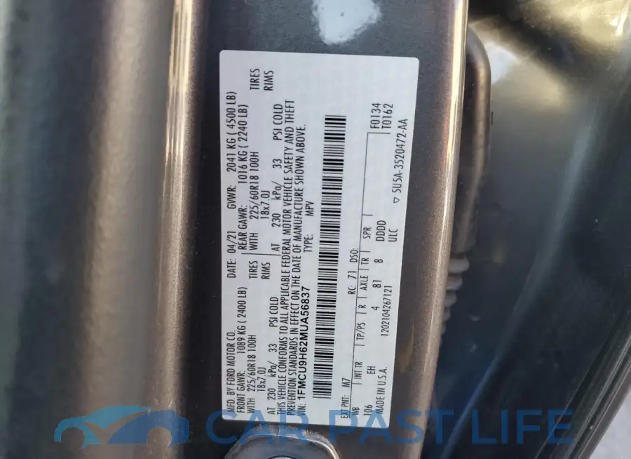 1FMCU9H62MUA56837# 13