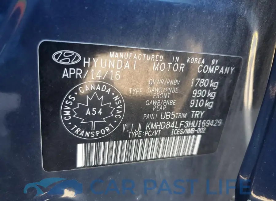 KMHD84LF3HU169429# 12