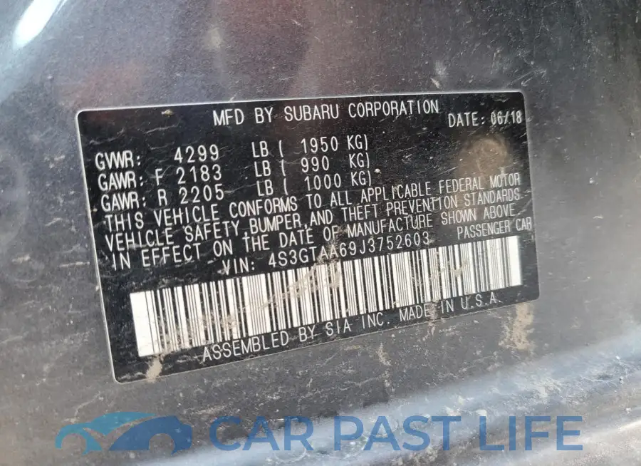4S3GTAA69J3752603# 12