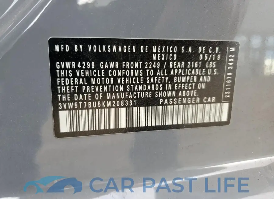 3VW5T7BU5KM208331# 13