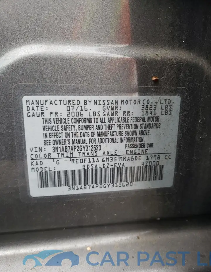 3N1AB7AP2GY312620# 12