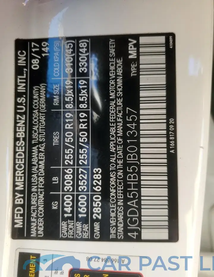 4JGDA5HB5JB013457# 13