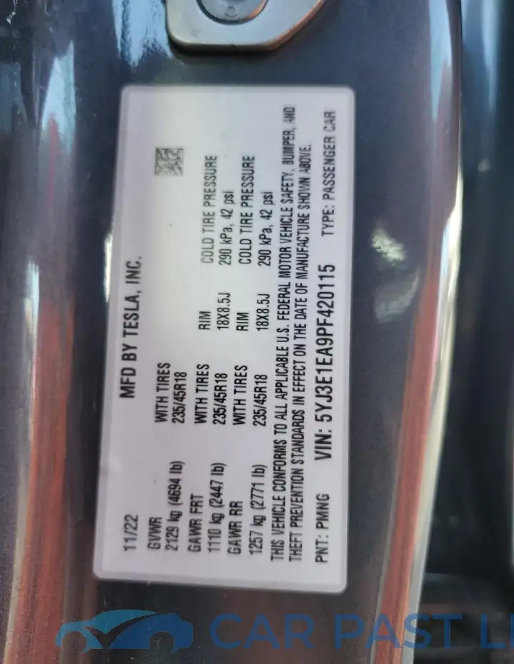 5YJ3E1EA9PF420115# 12