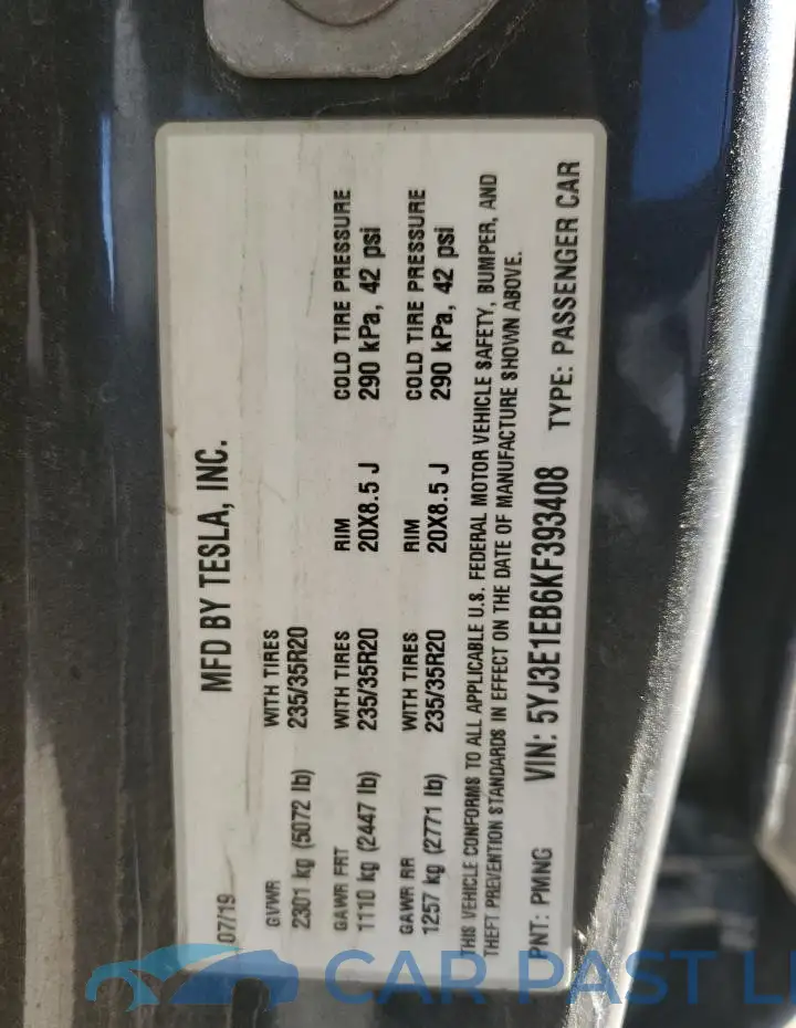 5YJ3E1EB6KF393408# 12