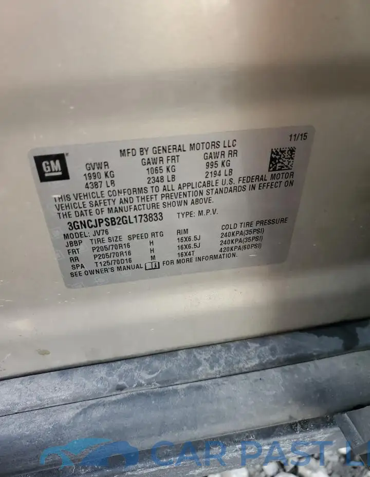 3GNCJPSB2GL173833# 12