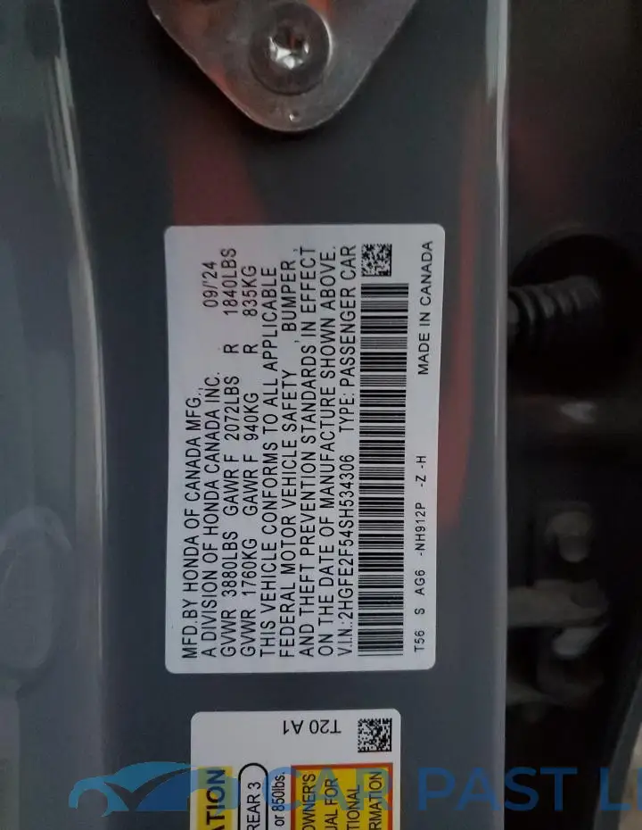 2HGFE2F54SH534306# 12