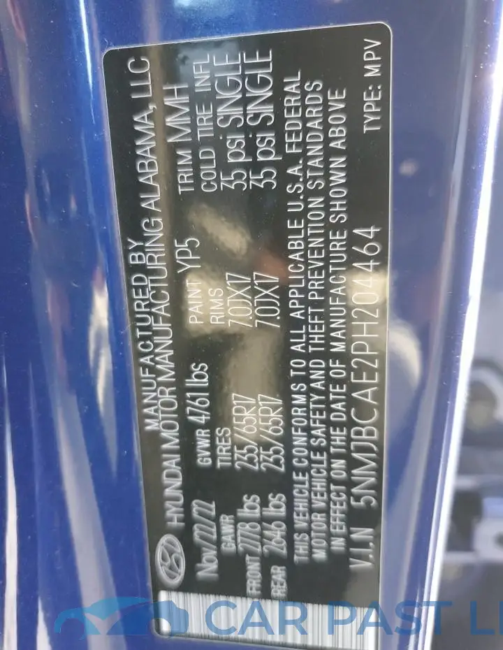 5NMJBCAE2PH204464# 14
