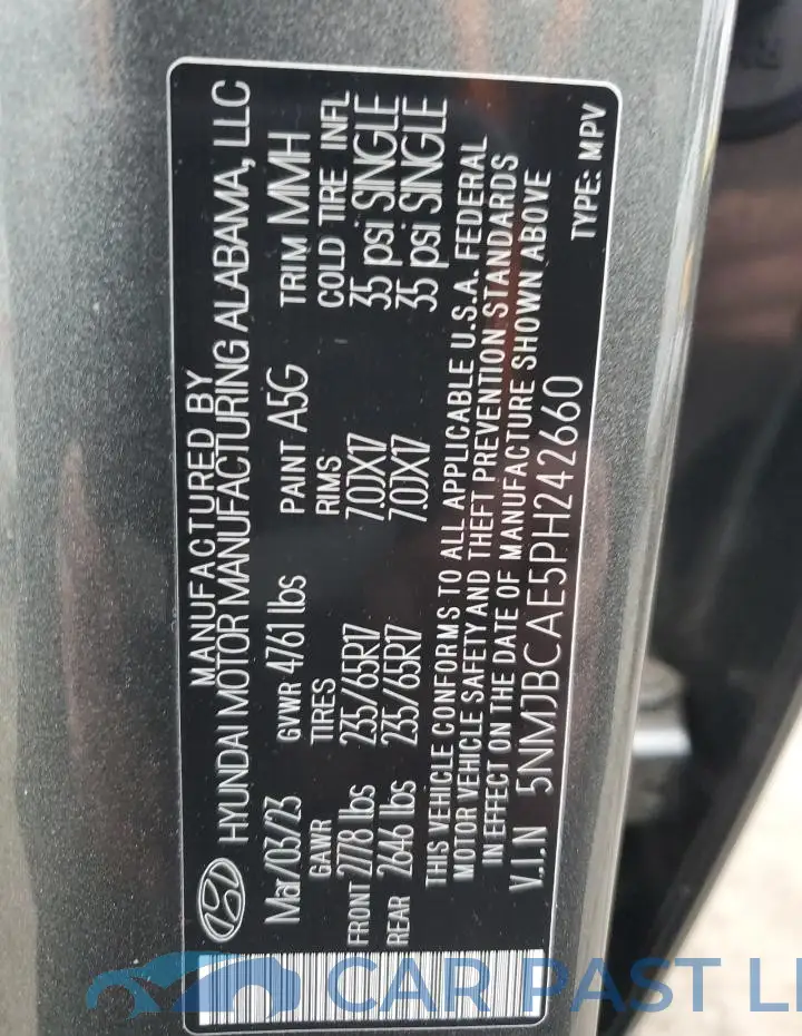 5NMJBCAE5PH242660# 13