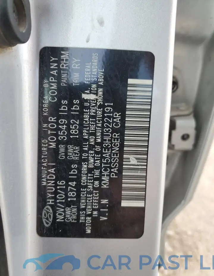 KMHCT5AE3HU322191# 13